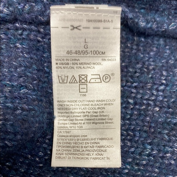 Banana Republic Sweater Mitzi Hoodie Wool Alpaca Blend Navy Blue Size Large - Picture 6 of 10